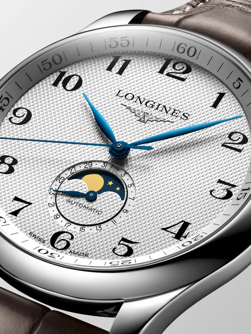Stainless steel watch with brown alligator strap, sapphire crystal and automatic movement image number 6