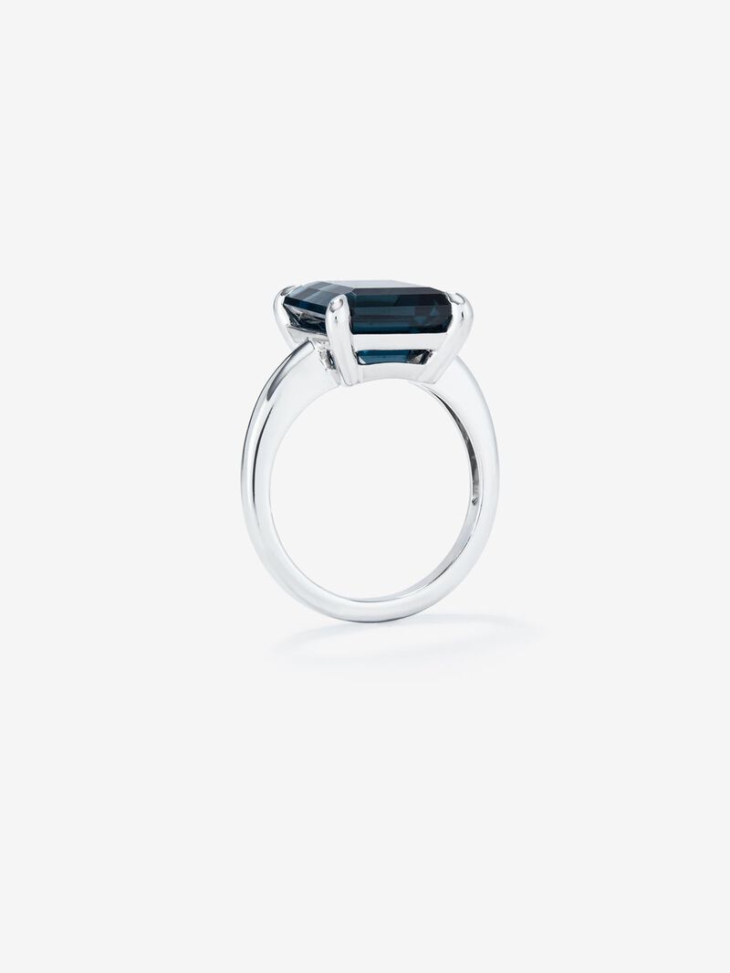 Silver ring with London blue topaz stone image number 4