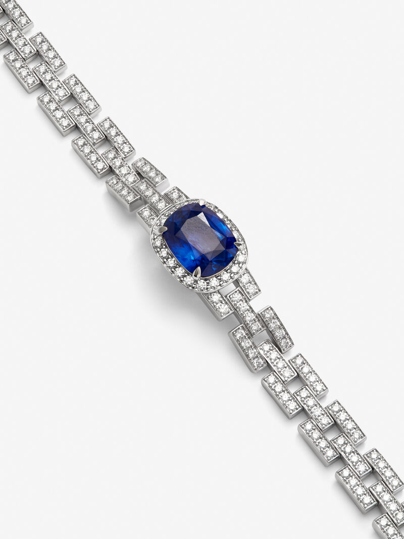 18K White Gold Bracelet with Royal Blue Sapor image number 2