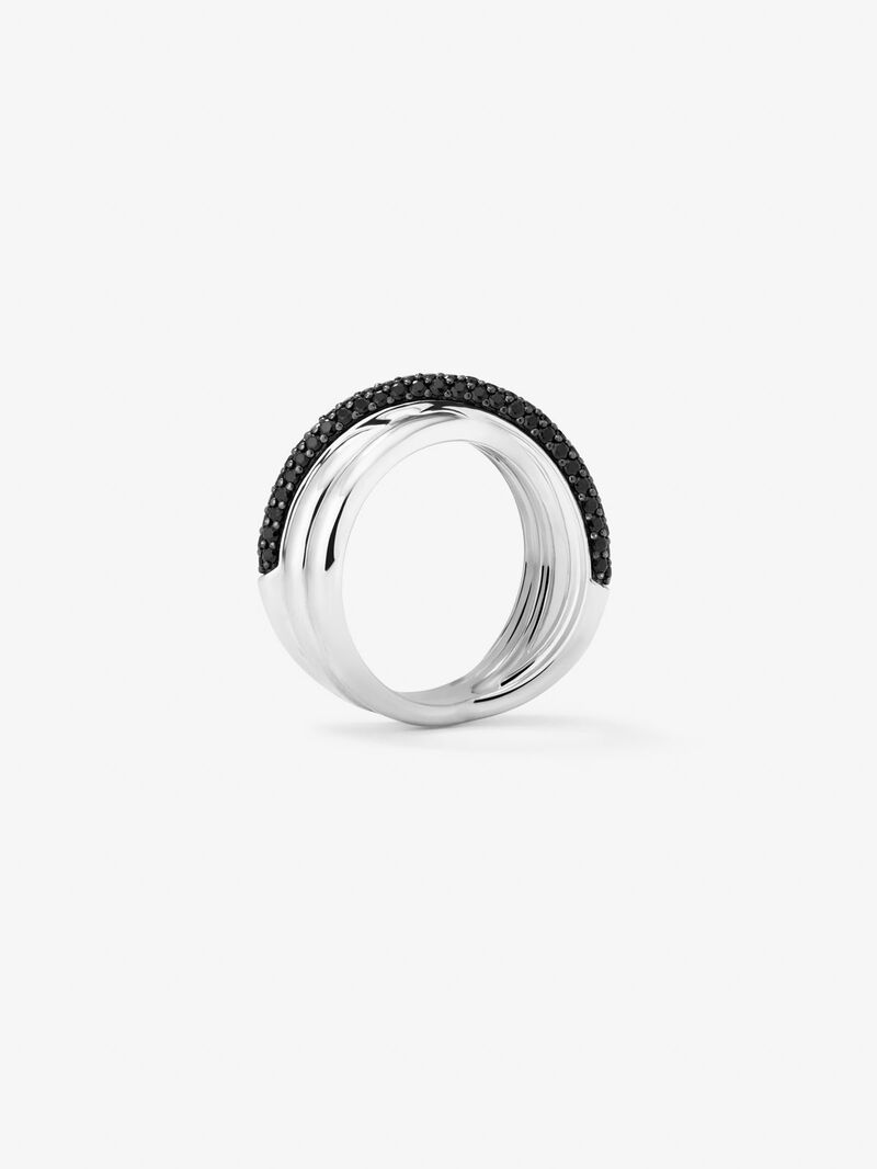 925 silver crossed multi-arm ring with brilliant-cut black spinels image number 6