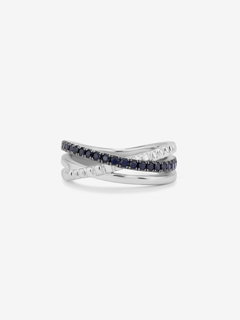 Triple-arm 925 silver ring with spinels image number 2