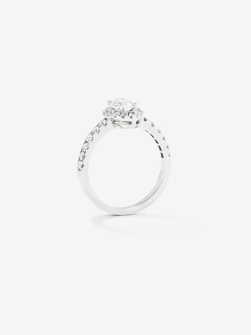18K white gold ring with 0.7 ct marquise cut diamond and brilliant cut diamond border and arm with a total of 0.63 cts image number 4