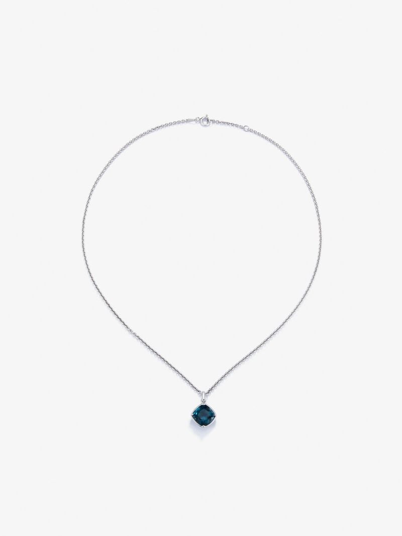 925 silver pendant with cushion-cut London blue topaz image number 0