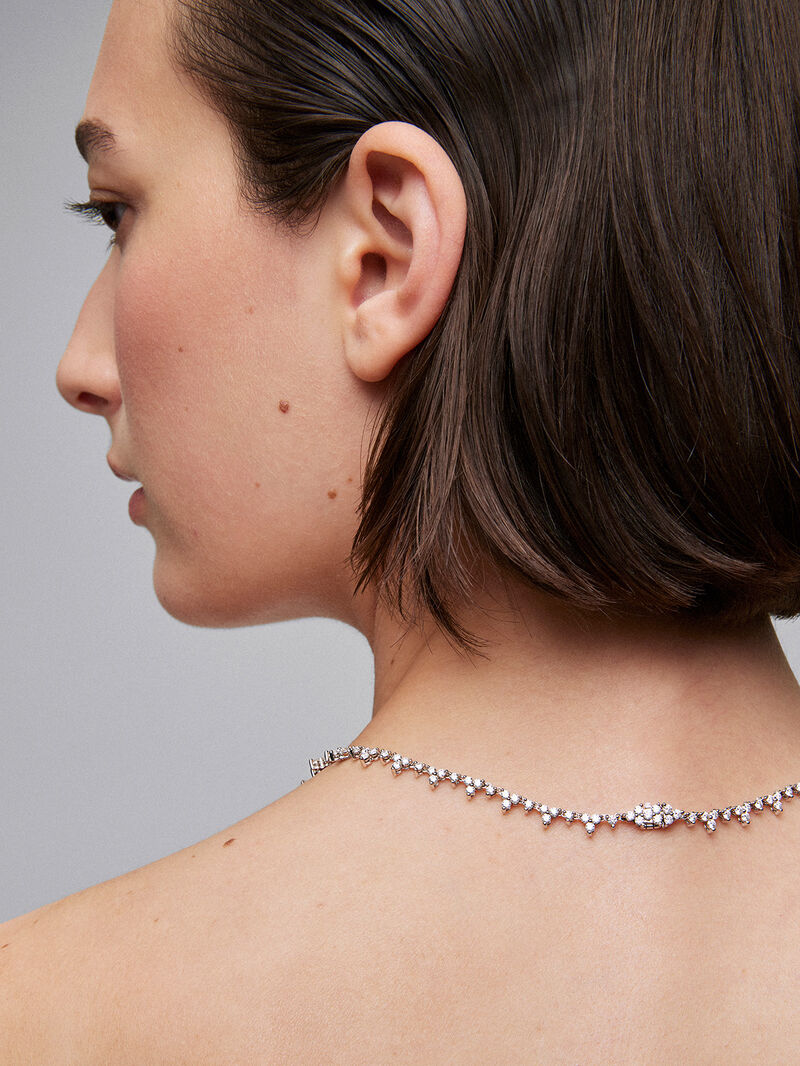 18K White Gold Rivière Collar with Red Rubyes in PESA Size 8.53 cts and White Diamonds in Bright Size 7.63 CTS image number 6