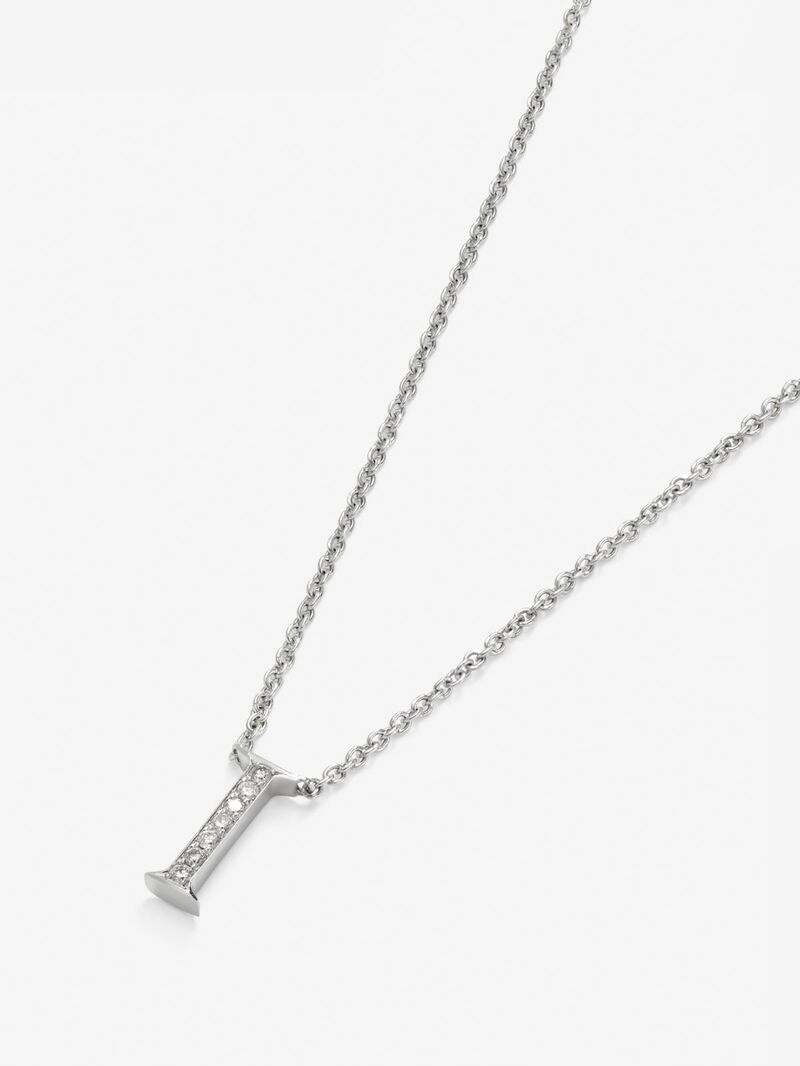 18K white gold pendant with letter I and 7 brilliant-cut diamonds with a total of 0.06 cts image number 2