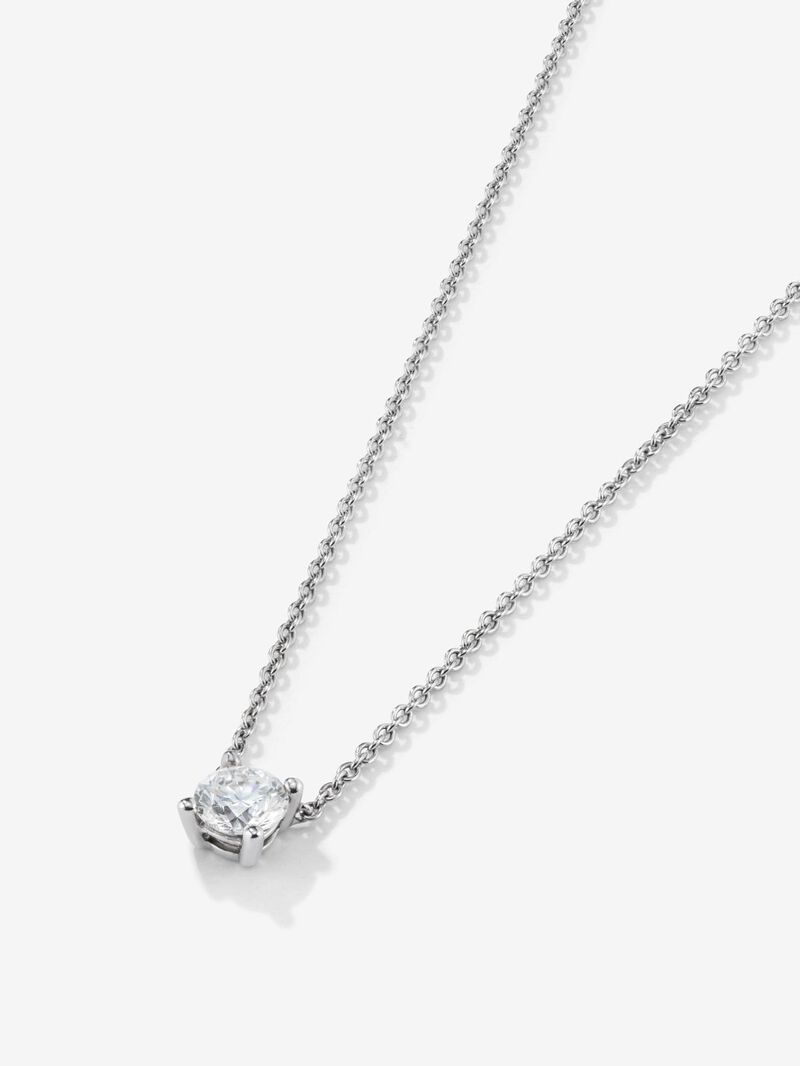 18K white gold solitary pendant with 0.7 cts white diamond image number 2