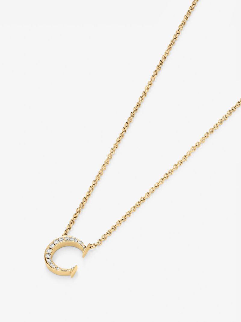 18K yellow gold pendant with letter C and 12 brilliant-cut diamonds with a total of 0.06 cts image number 4