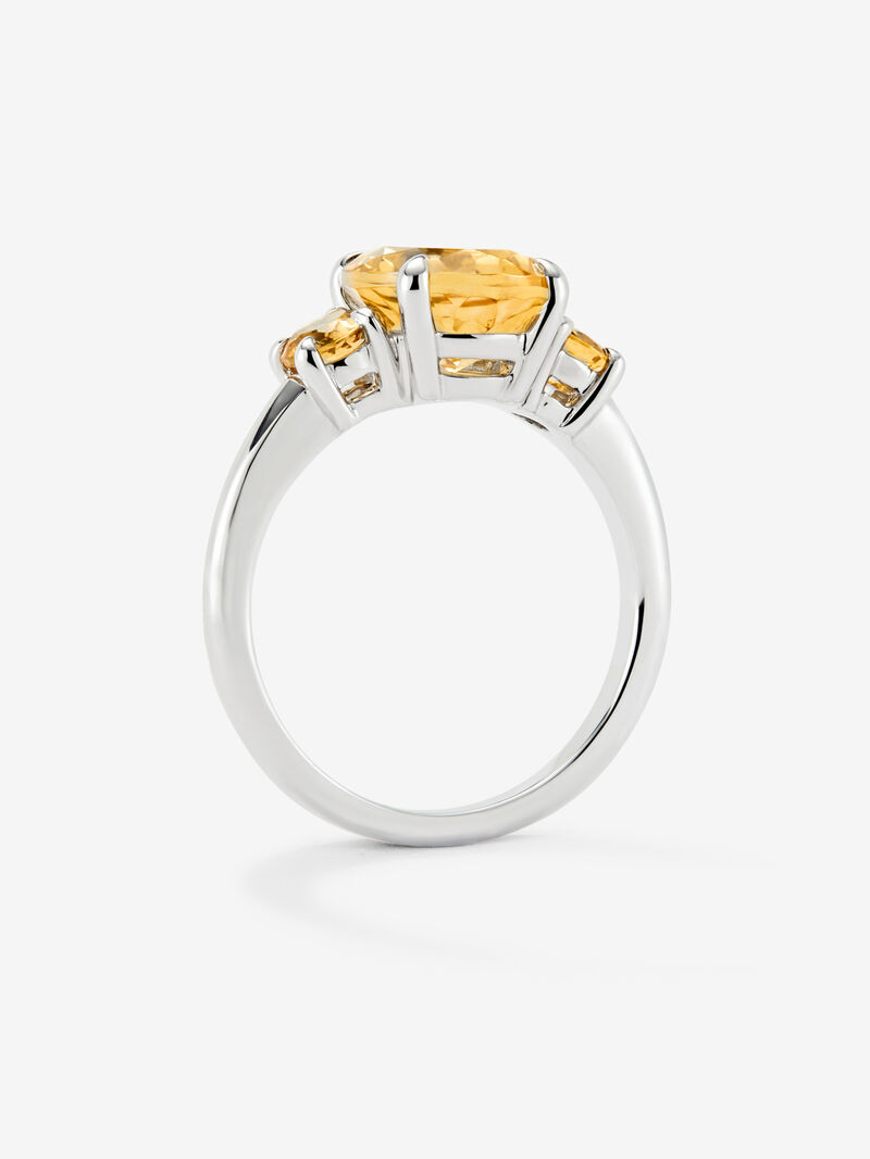 925 silver triplet ring with 3 oval-cut citrine quartz with a total of 3.14 cts image number 4
