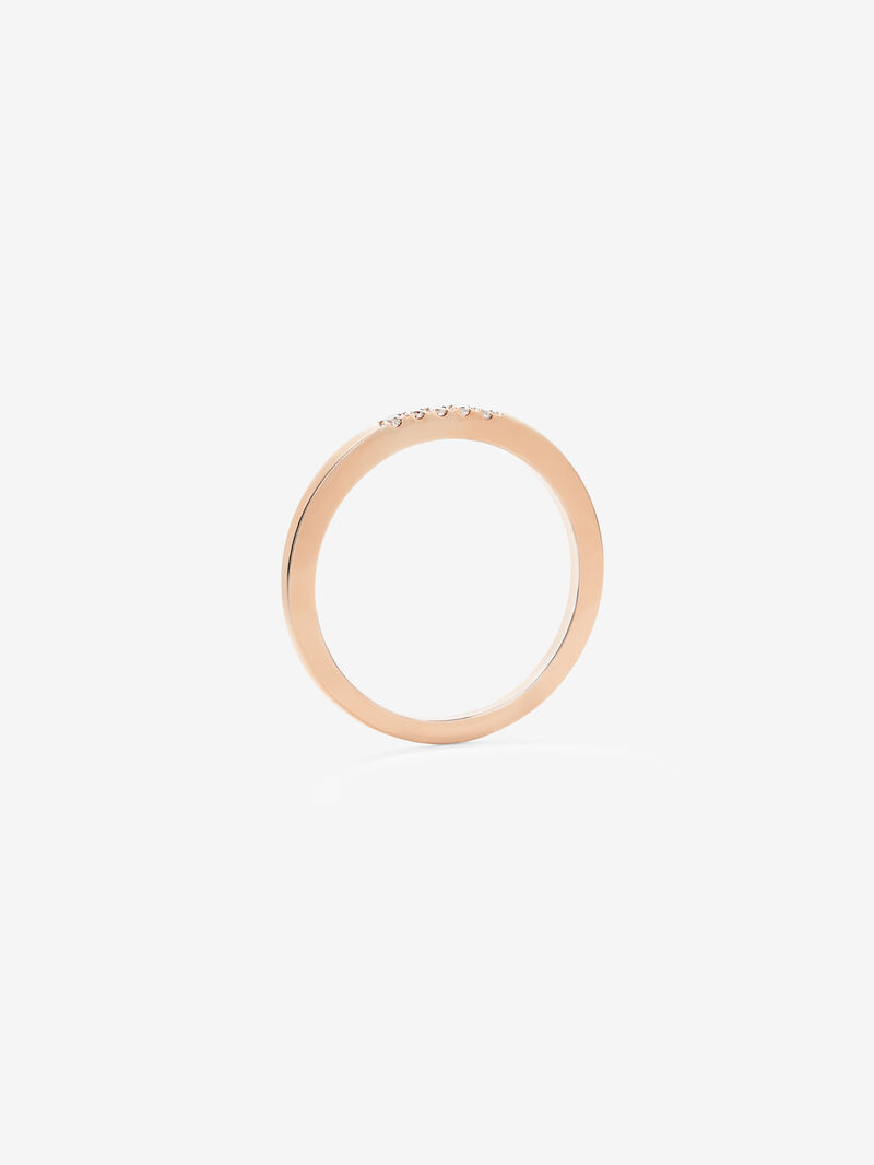 Thin 18K rose gold band ring with diamonds image number 4