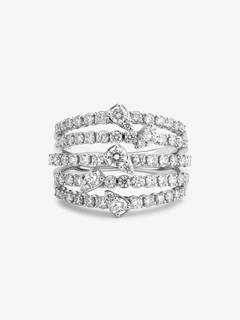 18K white gold multi-arm ring with 70 brilliant-cut diamonds with a total of 1.43 cts image number 2