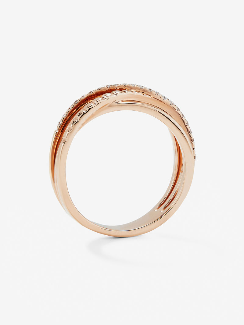 18K rose gold cross ring with 25 brilliant-cut diamonds with a total of 0.15 cts image number 4