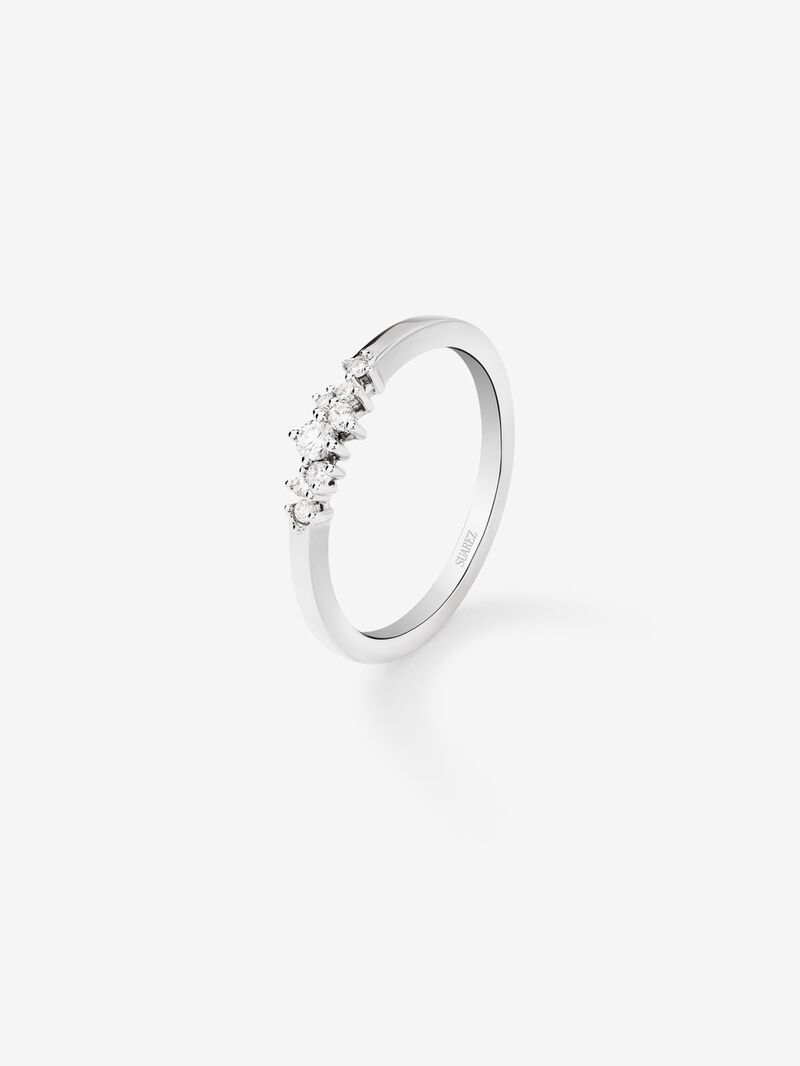 18K white gold ring with 8 brilliant-cut diamonds with a total of 0.1 cts image number 0