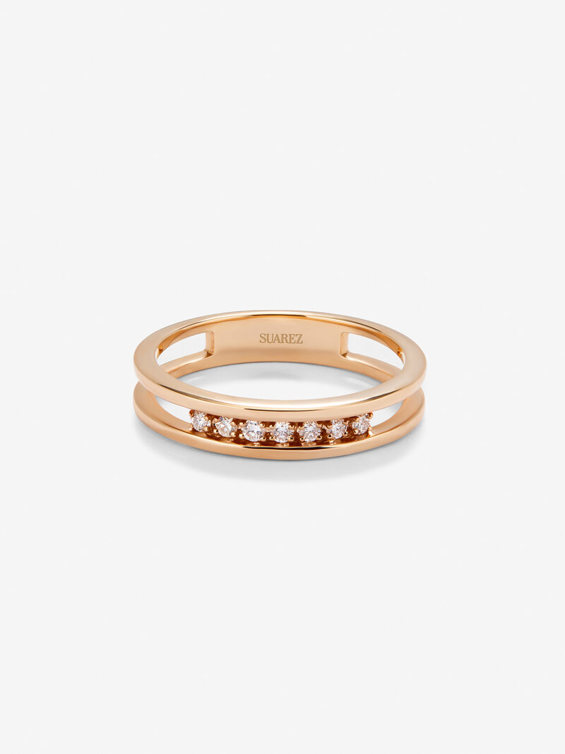 18K rose gold ring with diamonds in bright size image number 2