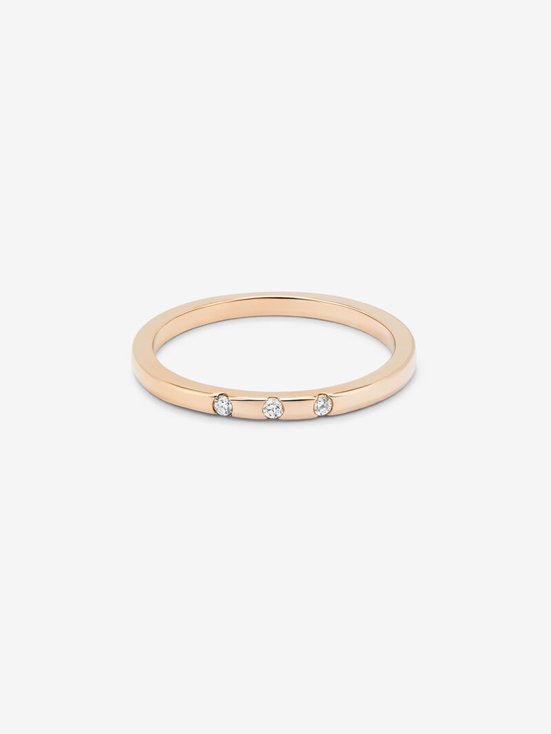 18K rose gold thin band ring with diamonds image number 2