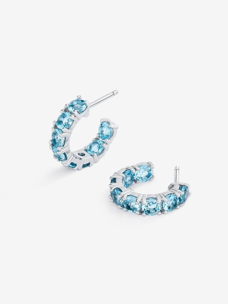 925 Silver Topaz Hoop Earrings image number 2