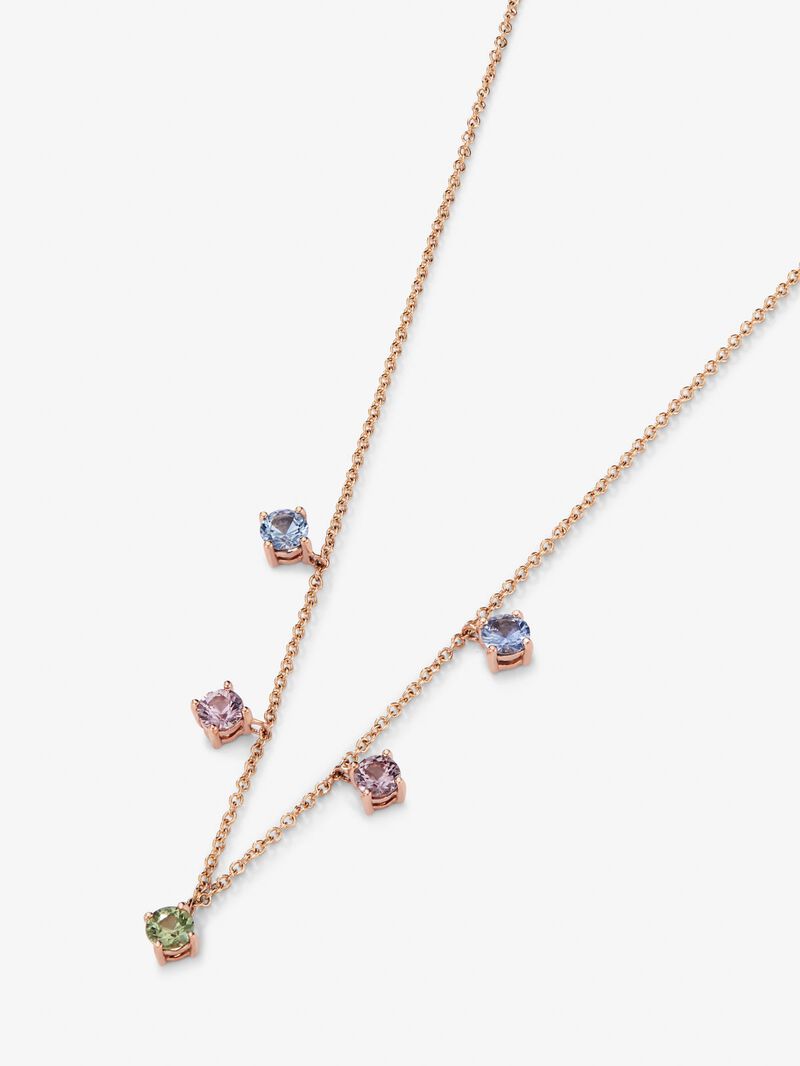 18K rose gold pendant chain with multicolor sapphire image number 2