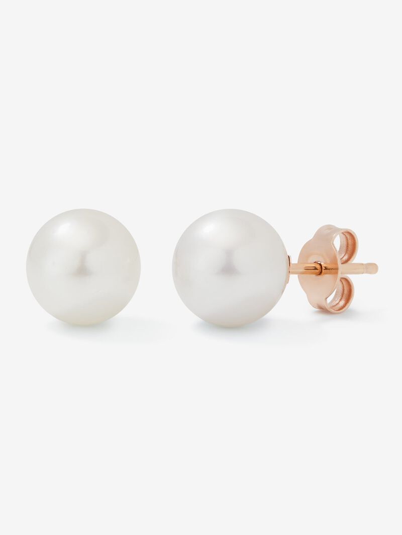 18K rose gold earrings with 2 9.5mm Australian pearls image number 0