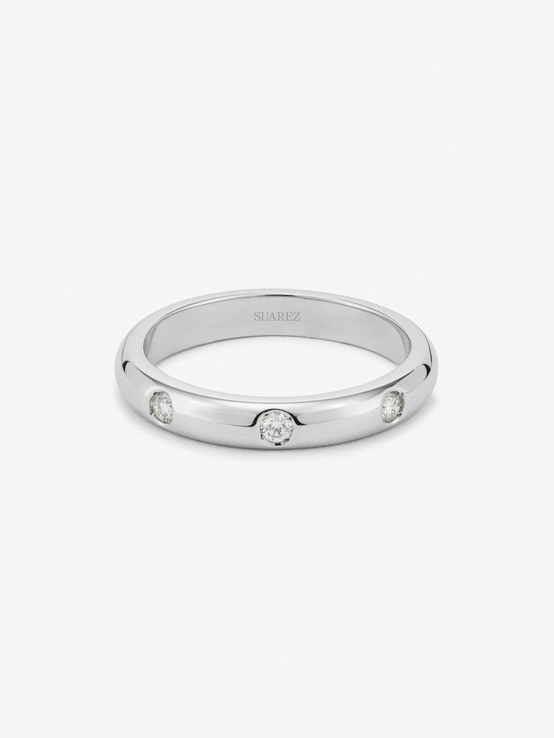 18K white gold ring with 3 brilliant-cut diamonds with a total of 0.09 cts image number 2