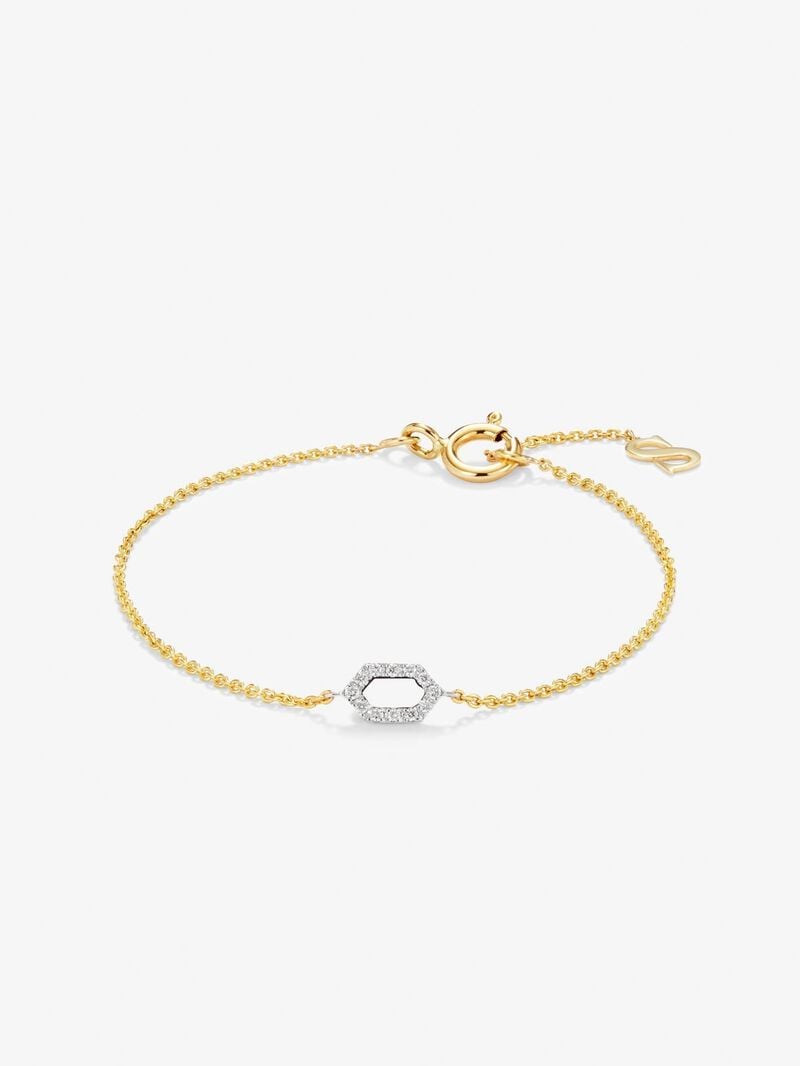 18K white and yellow gold bracelet with white 0.03 cts bright diamonds image number 0
