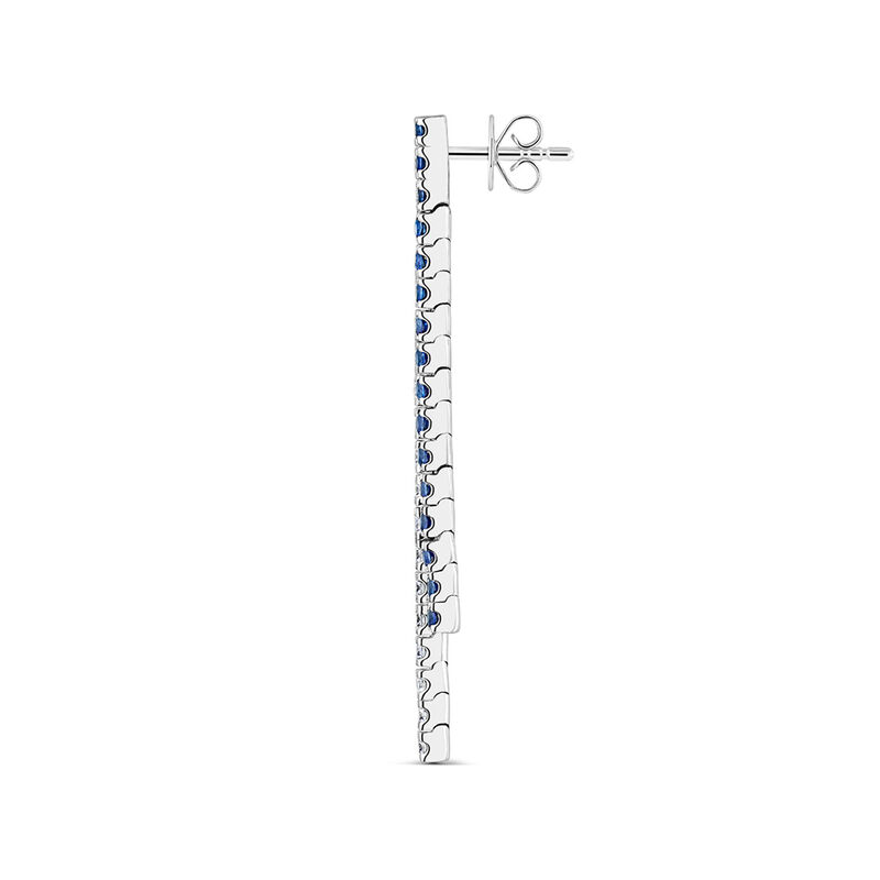 Double row long earrings in 18kt white gold with diamonds and blue sapphires, PE19213-OBDZ_V