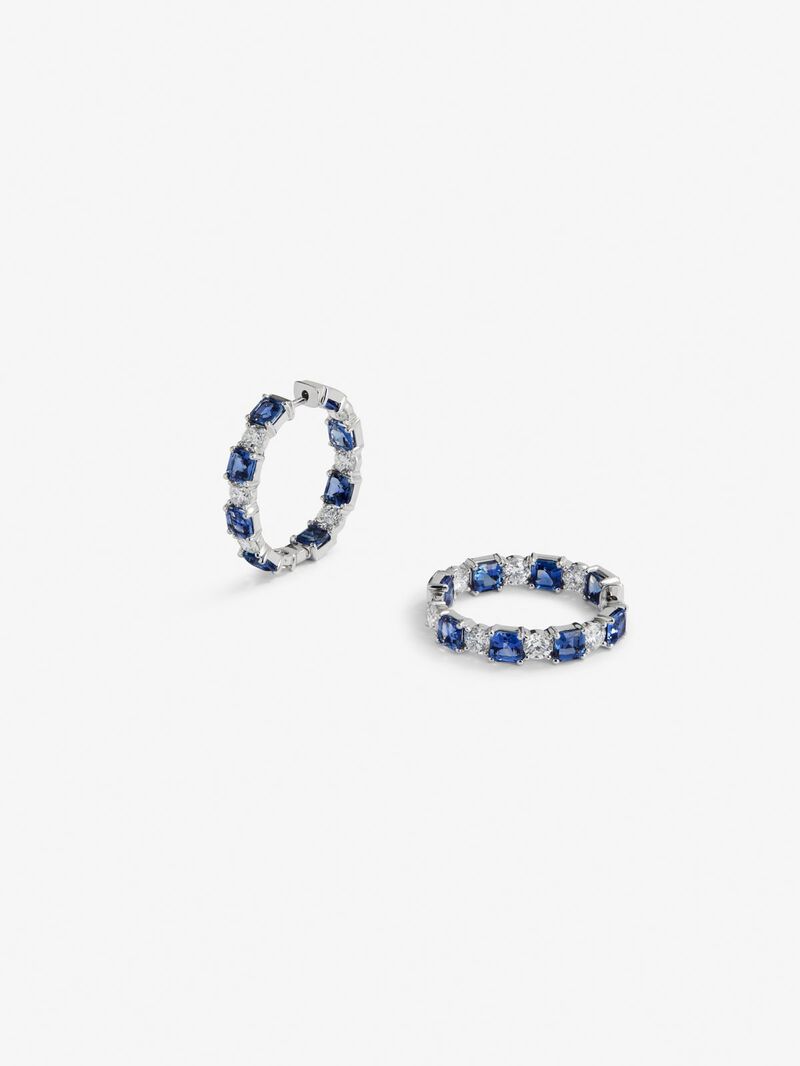 18K white gold earrings with 16 octagonal-cut blue sapphires with a total of 5.71 cts and 14 brilliant-cut diamonds with a total of 2.4 cts image number 2