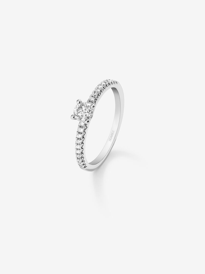 18K White Gold Commitment Ring with Diamonds image number 1