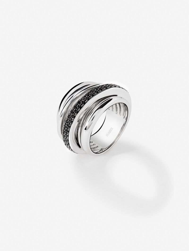 Wide multi-arm 925 silver ring with spinels image number 1