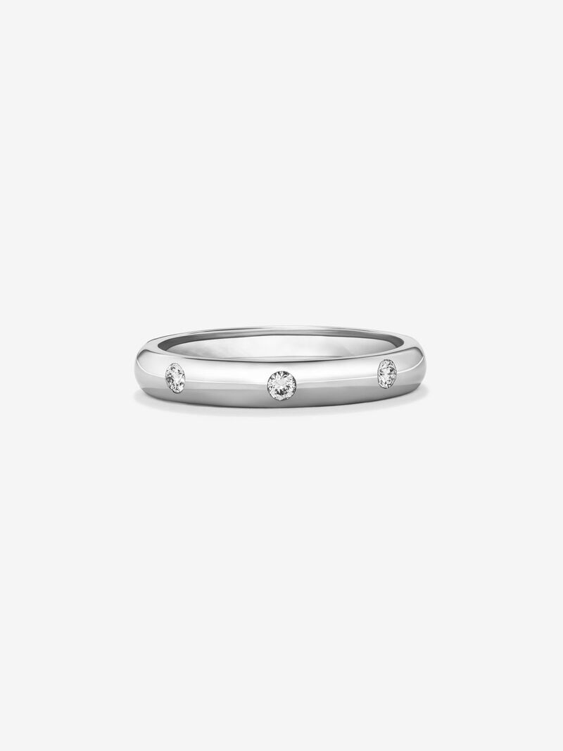 18K White Gold Wedding Alliance Ring with Diamonds image number 0