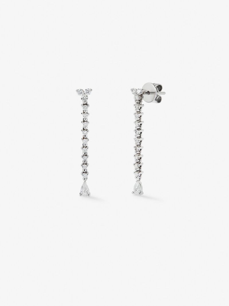 18K white gold earrings with 2 pear-cut diamonds with a total of 0.21 cts and 18 brilliant-cut diamonds with a total of 0.34 cts image number 0