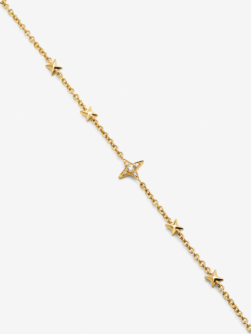 18K yellow gold bracelet with 5 brilliant-cut diamonds with a total of 0.04 cts image number 2