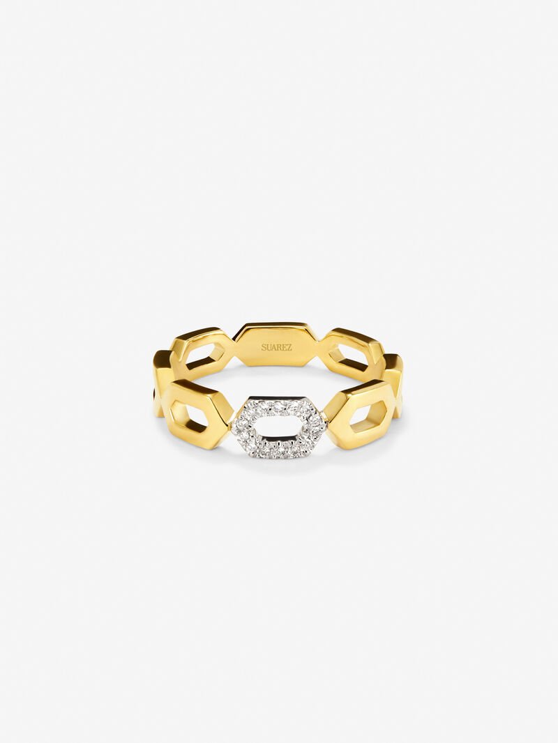 Anillo de oro amarillo de 18K con diamantes blancos en talla brillante de 0,06 cts image number 2