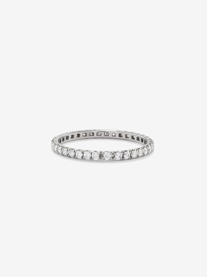 18K white gold full eternity engagement ring with claw-set diamonds. image number 1