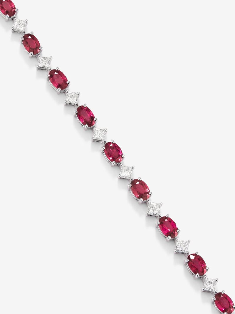 18K White Gold Rivière bracelet with 10.16 cts and white diamonds in 2.69 cts princess size image number 2