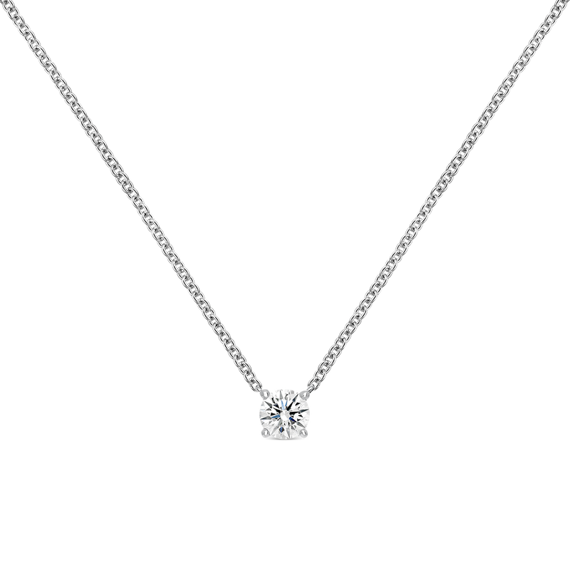 Colgante solitario de oro blanco de 18kt con diamante D-VVS2 de 0,50cts, PT13016-00D050/DVVS2_V
