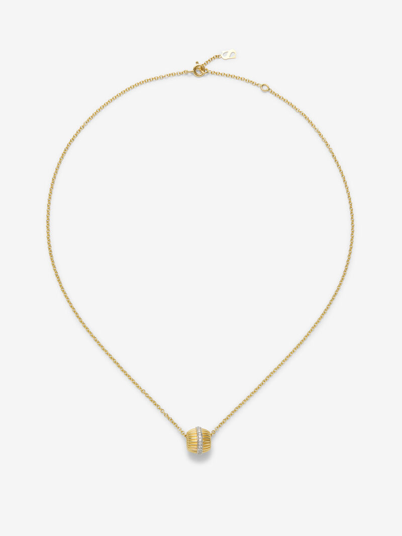 18K White and Yellow Gold Fluted Pendant with Pavé Diamonds image number 0