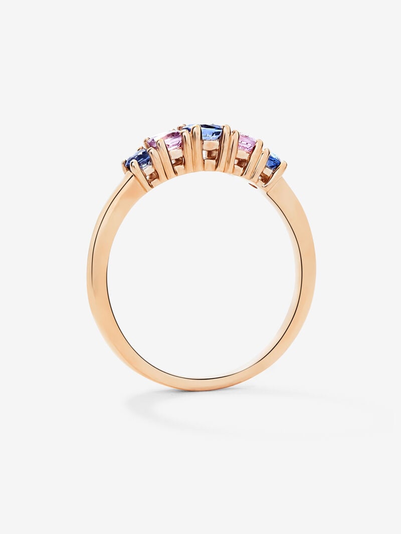 18K rose gold cinquillo ring with 5 brilliant-cut pink and blue sapphires with a total of 0.52 cts image number 4