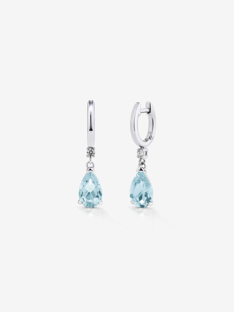 Long silver earrings with sky topaz image number 1