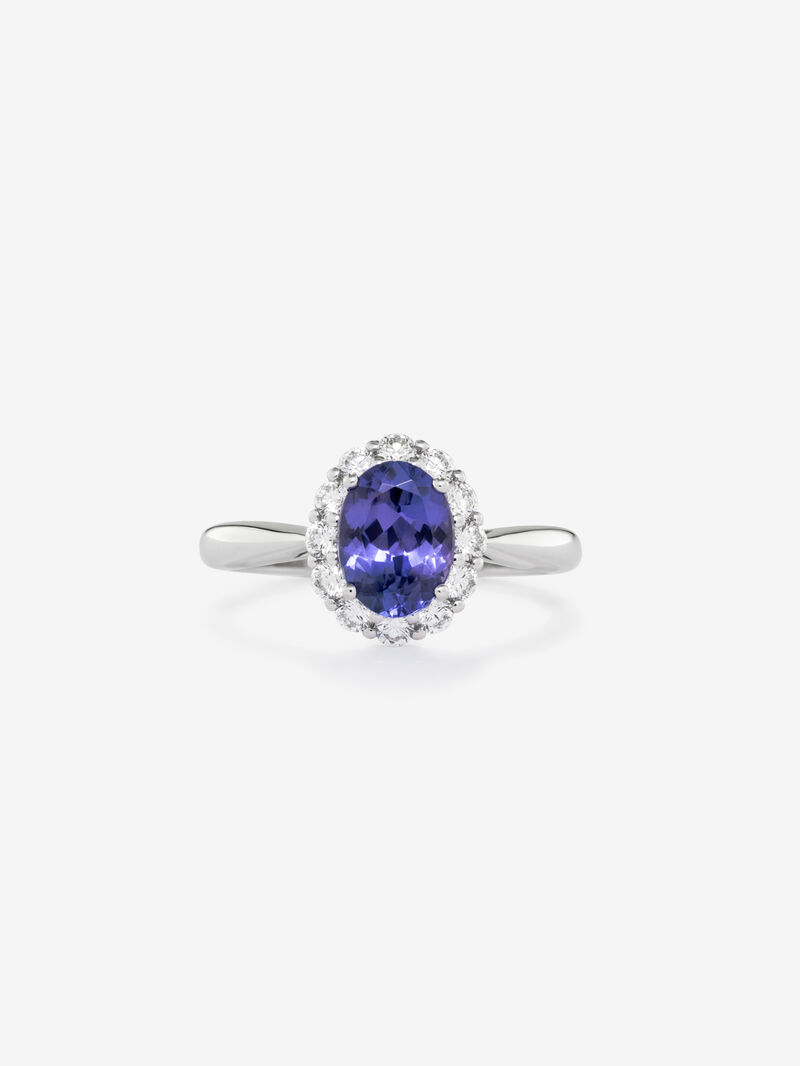 18K White Gold Rosette Ring with Tanzanite and Diamond image number 2