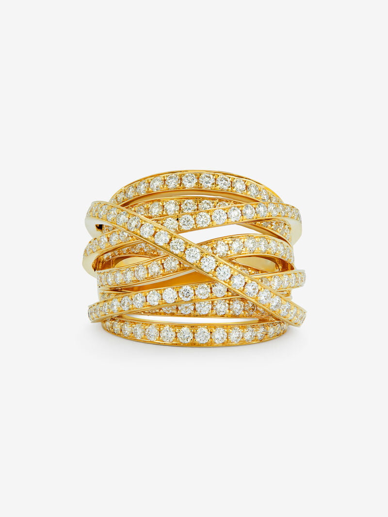 18K yellow gold multi-arm ring with 185 brilliant-cut diamonds with a total of 2.62 cts image number 2