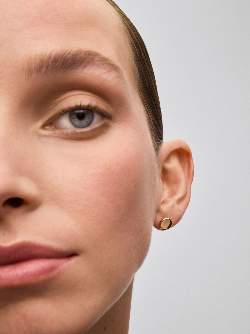 18K rose gold earrings with circular shape image number 3