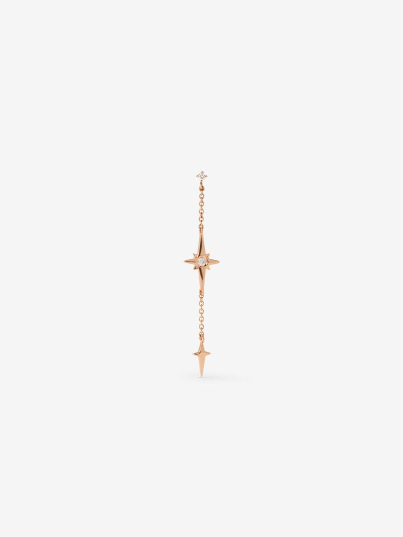 Individual 18K rose gold earring with 2 brilliant-cut diamonds with a total of 0.03 cts image number 2