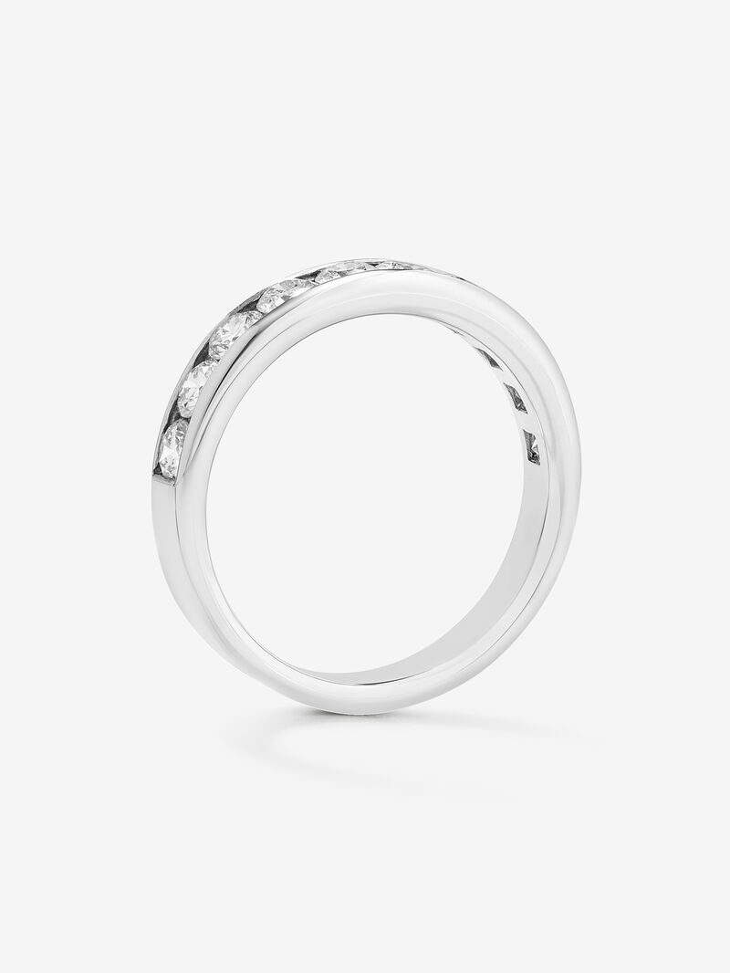 Half alliance engagement ring made of 18K white gold with diamonds on band. image number 4