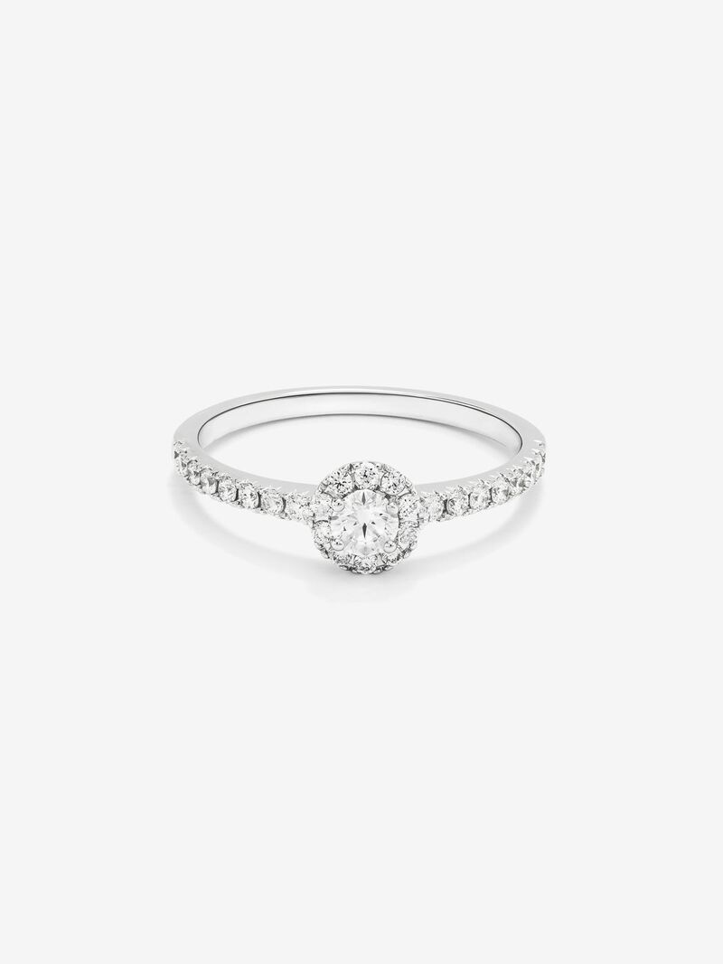 18K white gold ring with central brilliant-cut diamond of 0.15 cts and 26 brilliant-cut diamonds with a total of 0.28 cts image number 2