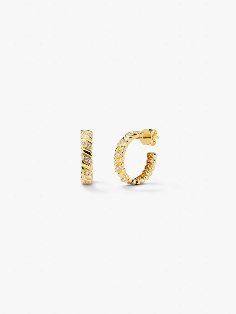 18k yellow gold earrings with white diamonds of 0.2 cts image number 0