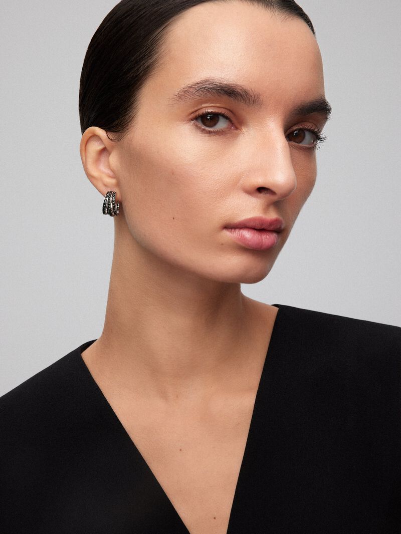 925 silver earrings with black spinels image number 1