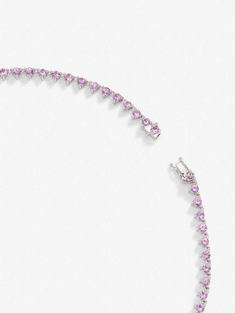 18K white gold necklace with pink sapphires in bright size and 15.31 cts and diamonds in bright 1.89 cts size image number 4