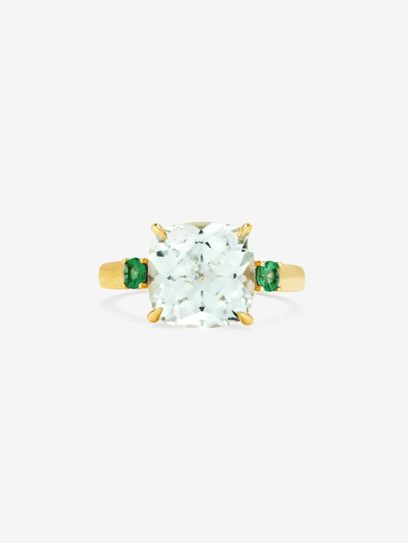 18k Yellow Gold Solitaire Ring with Green Amethyst image number 1