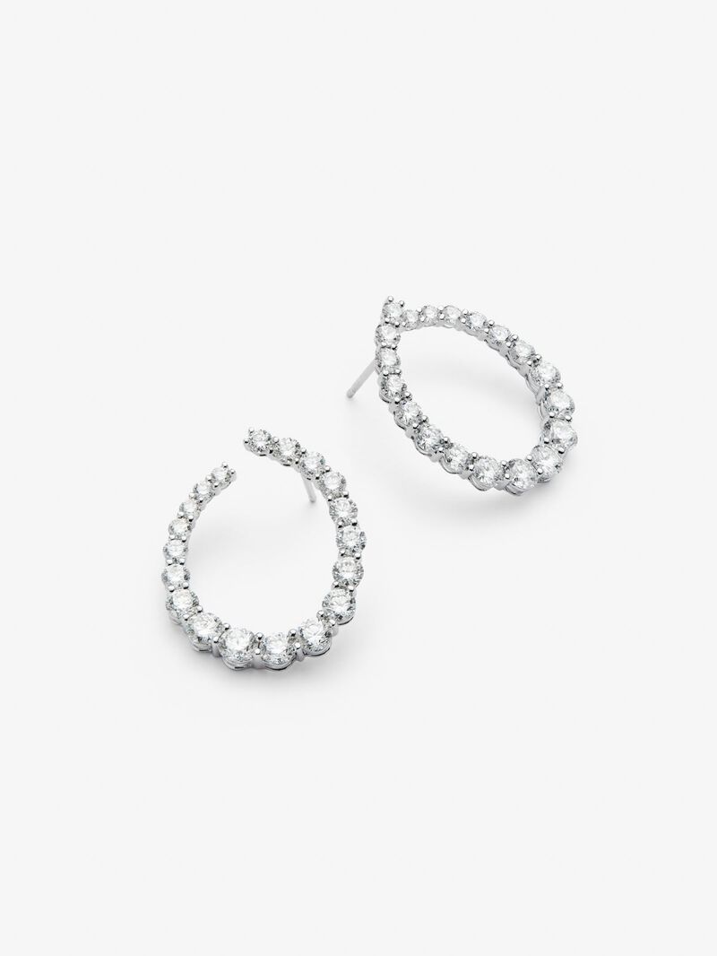 18K white gold earrings with white diamonds in 3.06 cts bright size image number 2