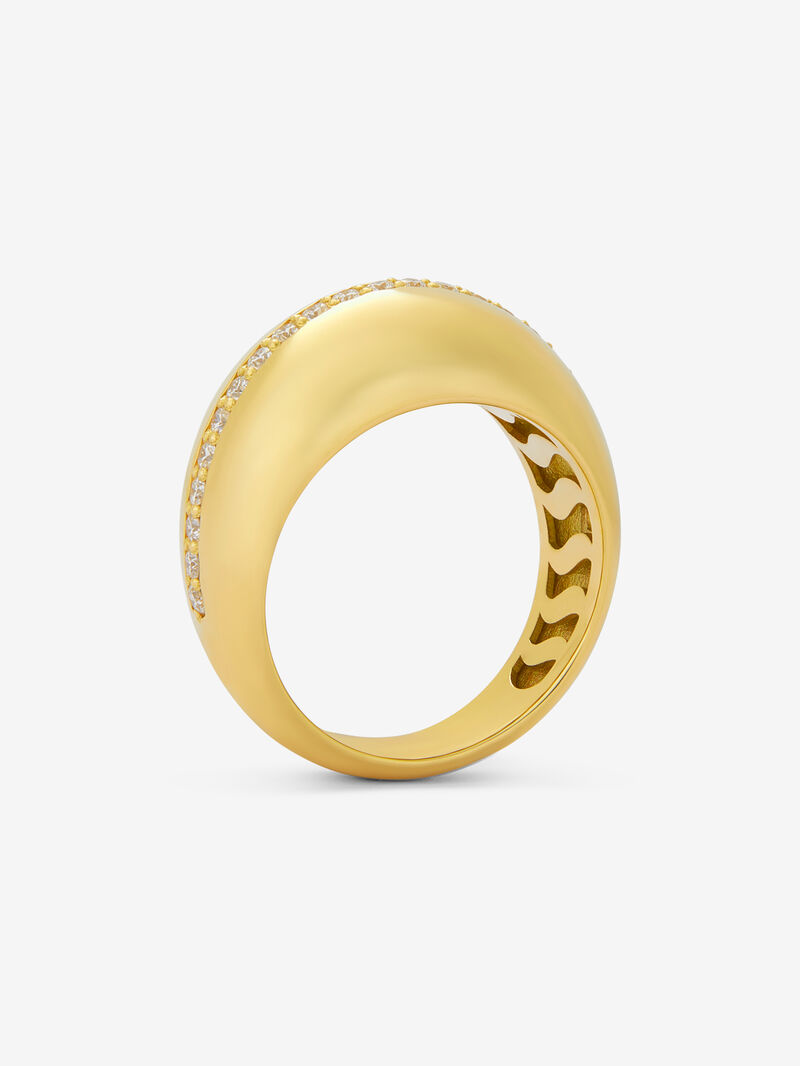 18K Yellow Gold Ring with Brilliant-Cut Pavé Diamonds image number 4