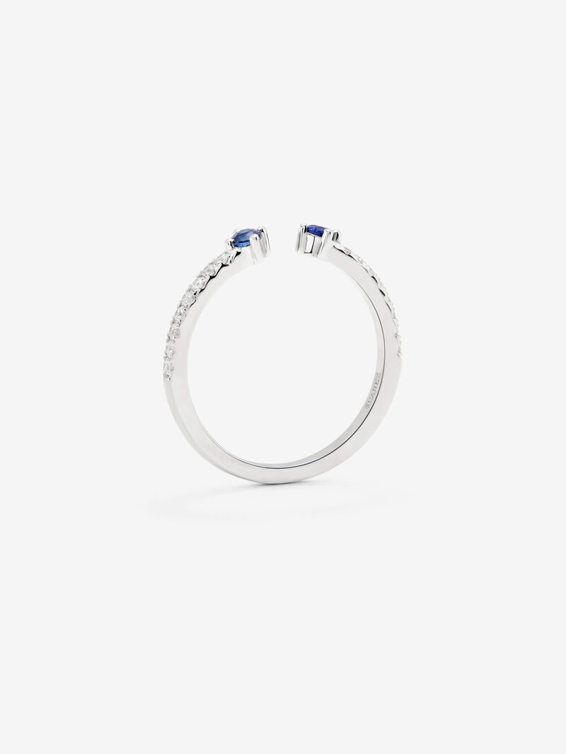 18K white gold open ring with sapphire and diamond image number 6